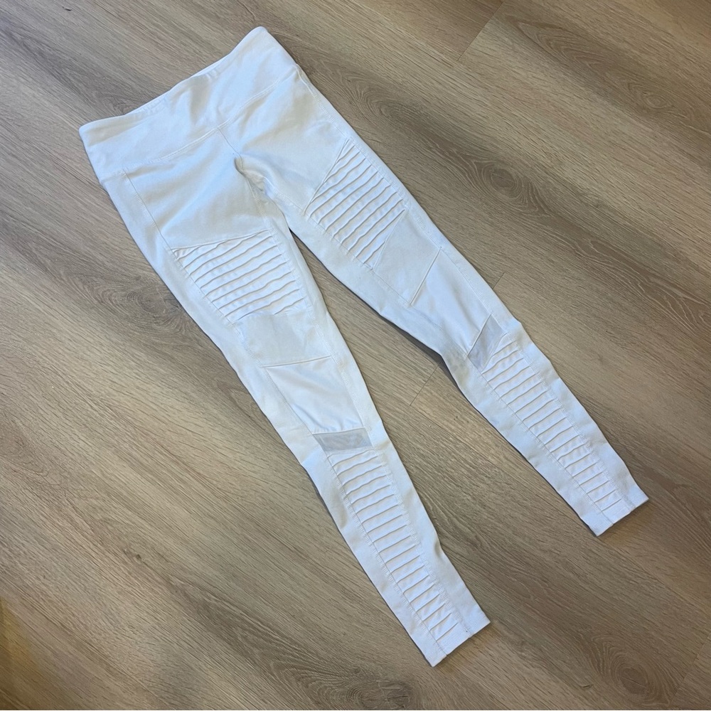 Alo White Moto Leggings